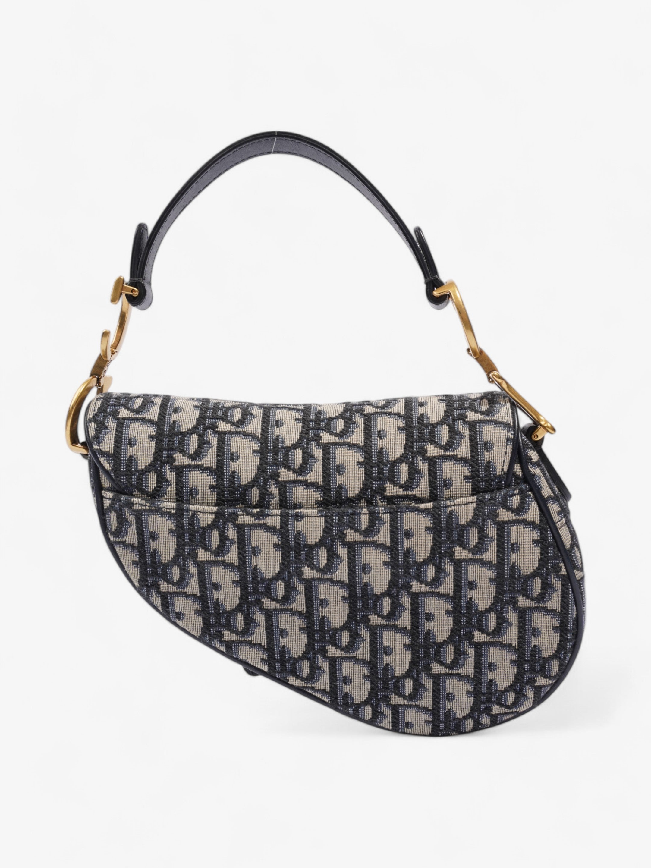 Christian Dior Saddle Bag Blue Oblique Canvas Mini