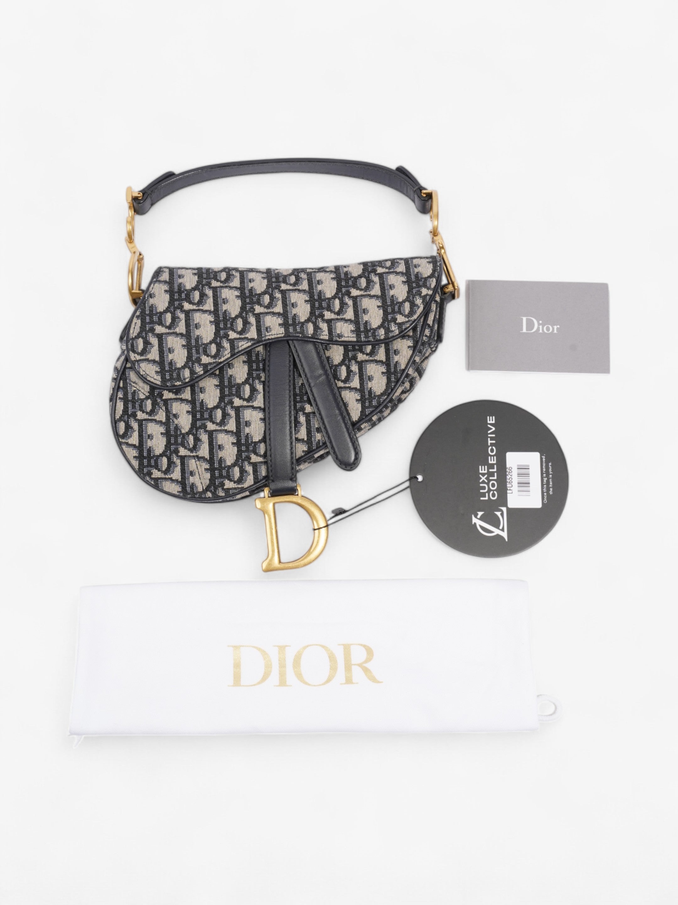 Christian Dior Saddle Bag Blue Oblique Canvas Mini