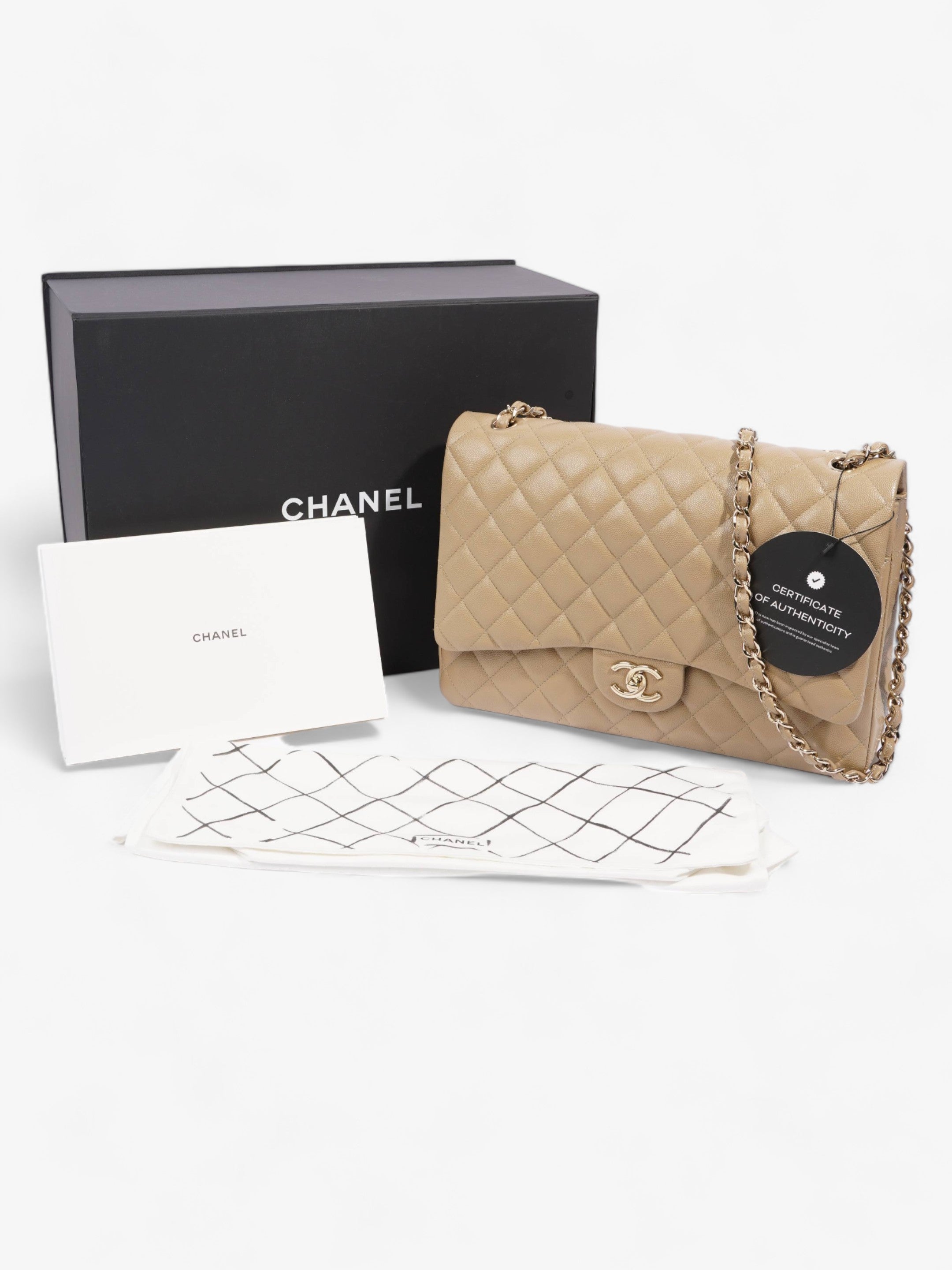 Chanel Classic Flap Mustard Caviar Leather Maxi