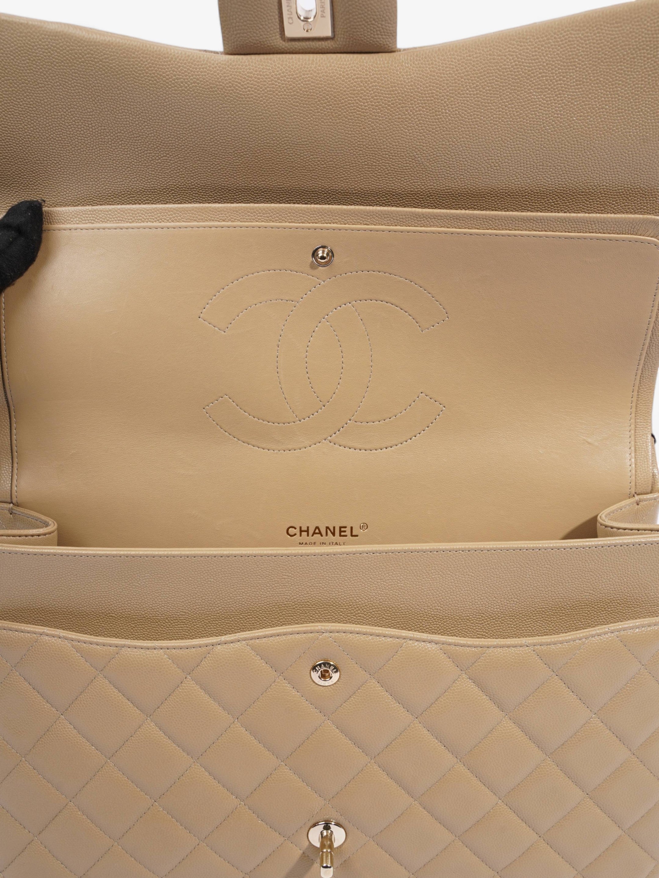 Chanel Classic Flap Mustard Caviar Leather Maxi