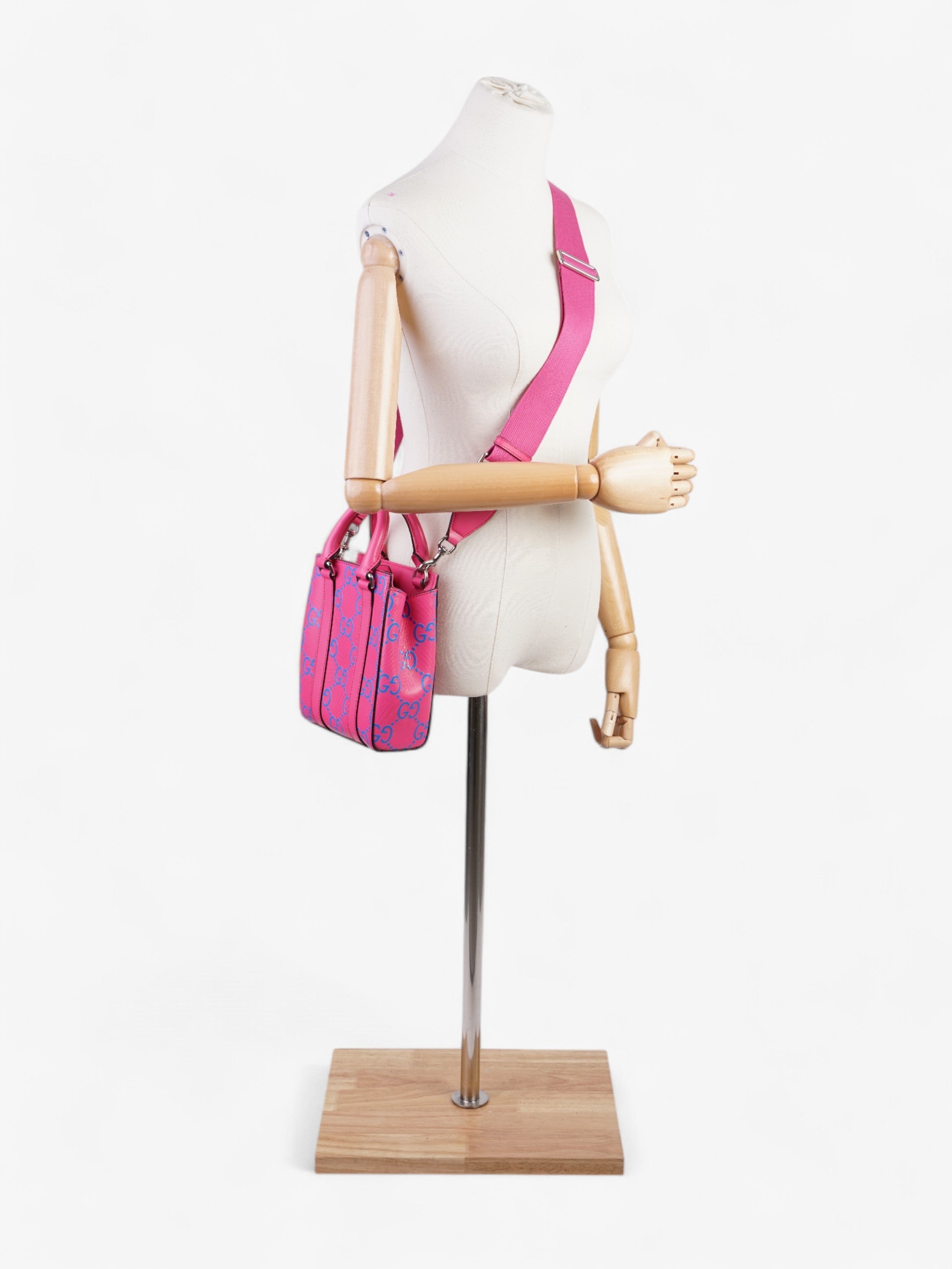 Gucci Gucci Mini Tote, GG logo Embossed Pink / Blue Leather