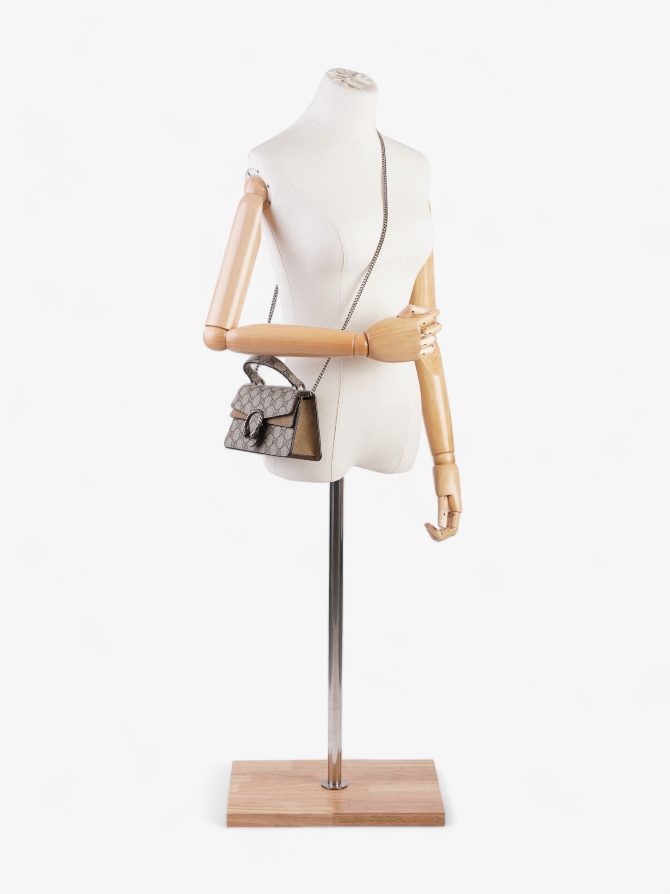 Gucci Mini Dionysus Top Handle Beige And Ebony GG Supreme Coated Canvas