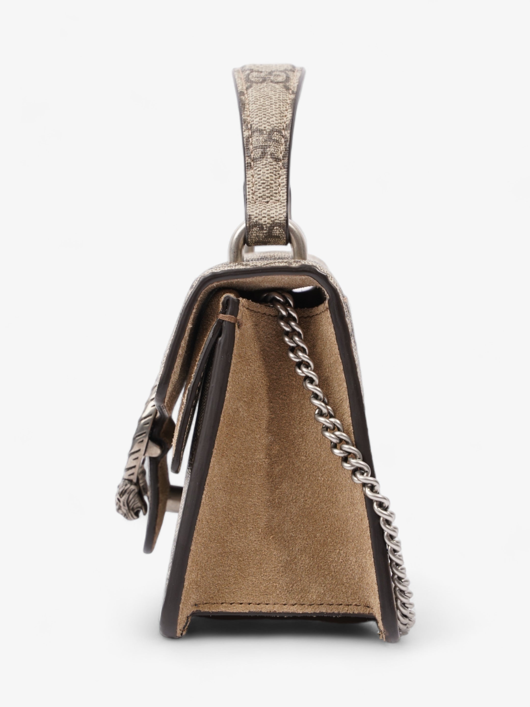 Gucci Mini Dionysus Top Handle Beige And Ebony GG Supreme Coated Canvas