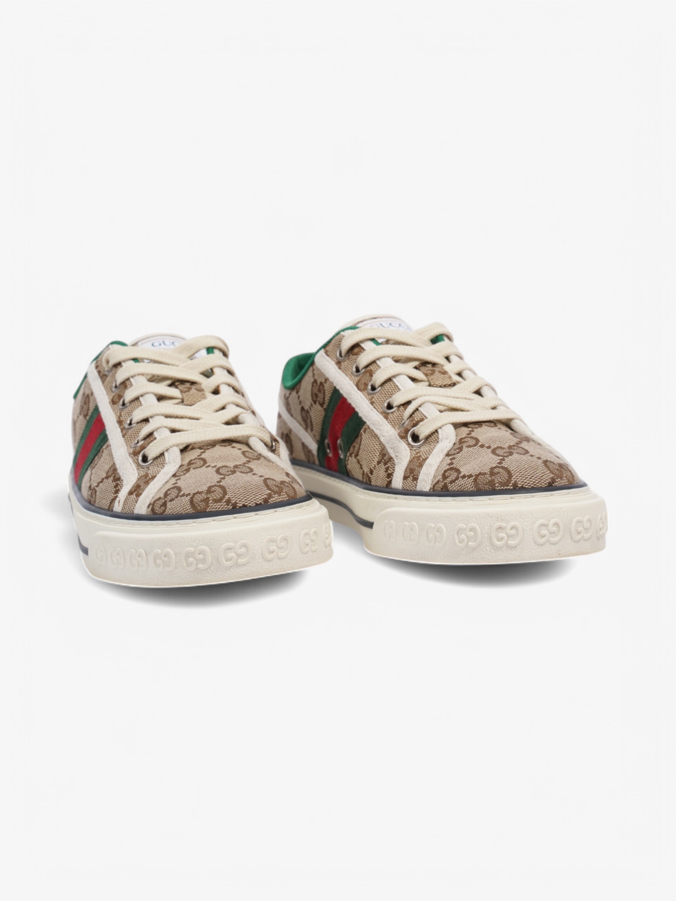 Gucci GG Tennis 1977 Sneakers Beige  / Green / Red Canvas EU 37 UK 4
