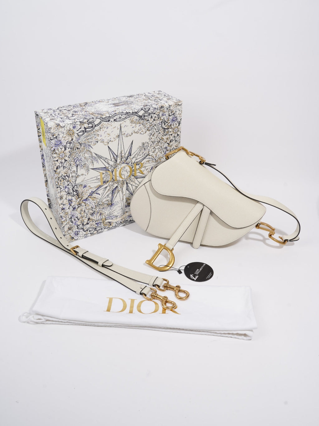 Christian Dior Saddle Cream Calfskin Leather N/A