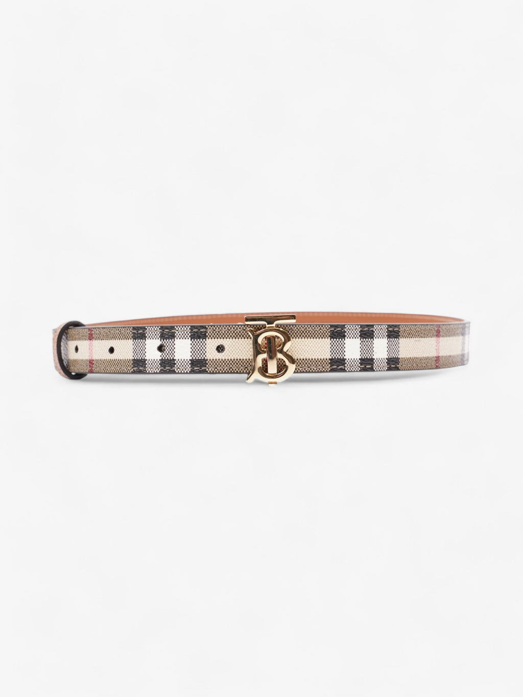 Burberry TB Belt Vintage Check / Light Gold Canvas Small (87cm)