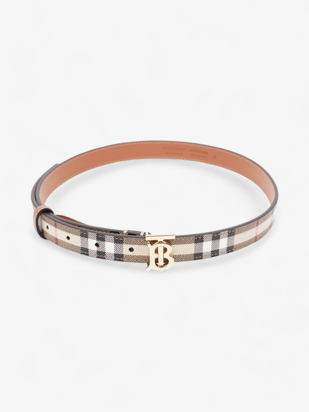 Burberry TB Belt Vintage Check / Light Gold Canvas Small (87cm)