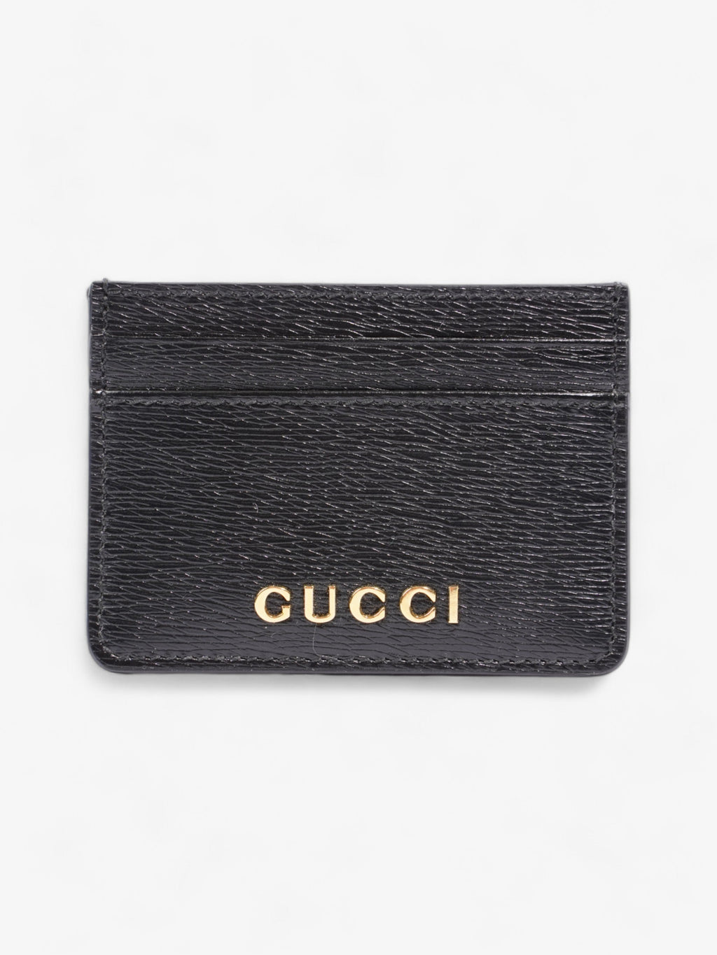 Gucci Logo  Holder Black / Gold Leather