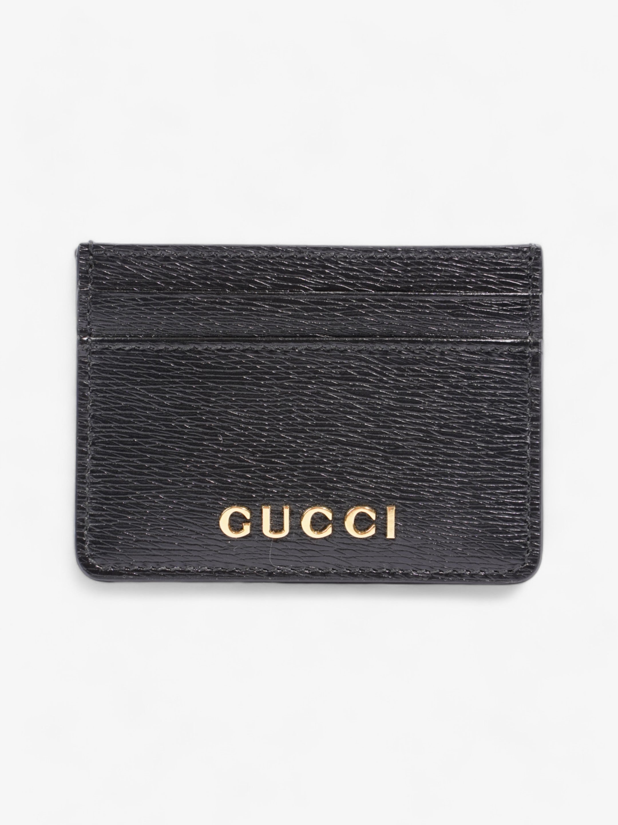Gucci Logo  Holder Black / Gold Leather