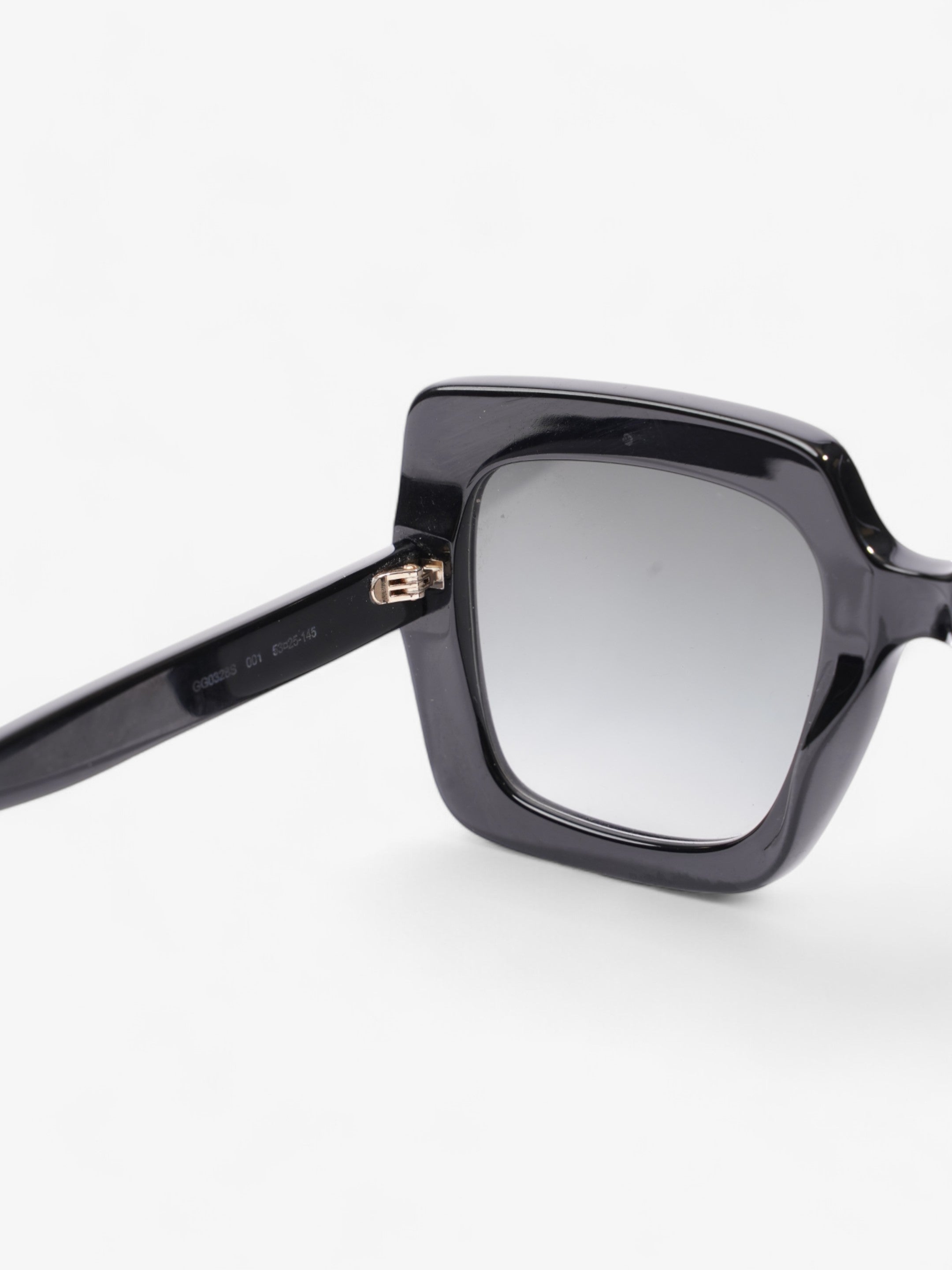 Gucci Oversized Square Sunglasses Black / Gold Acetate 145mm