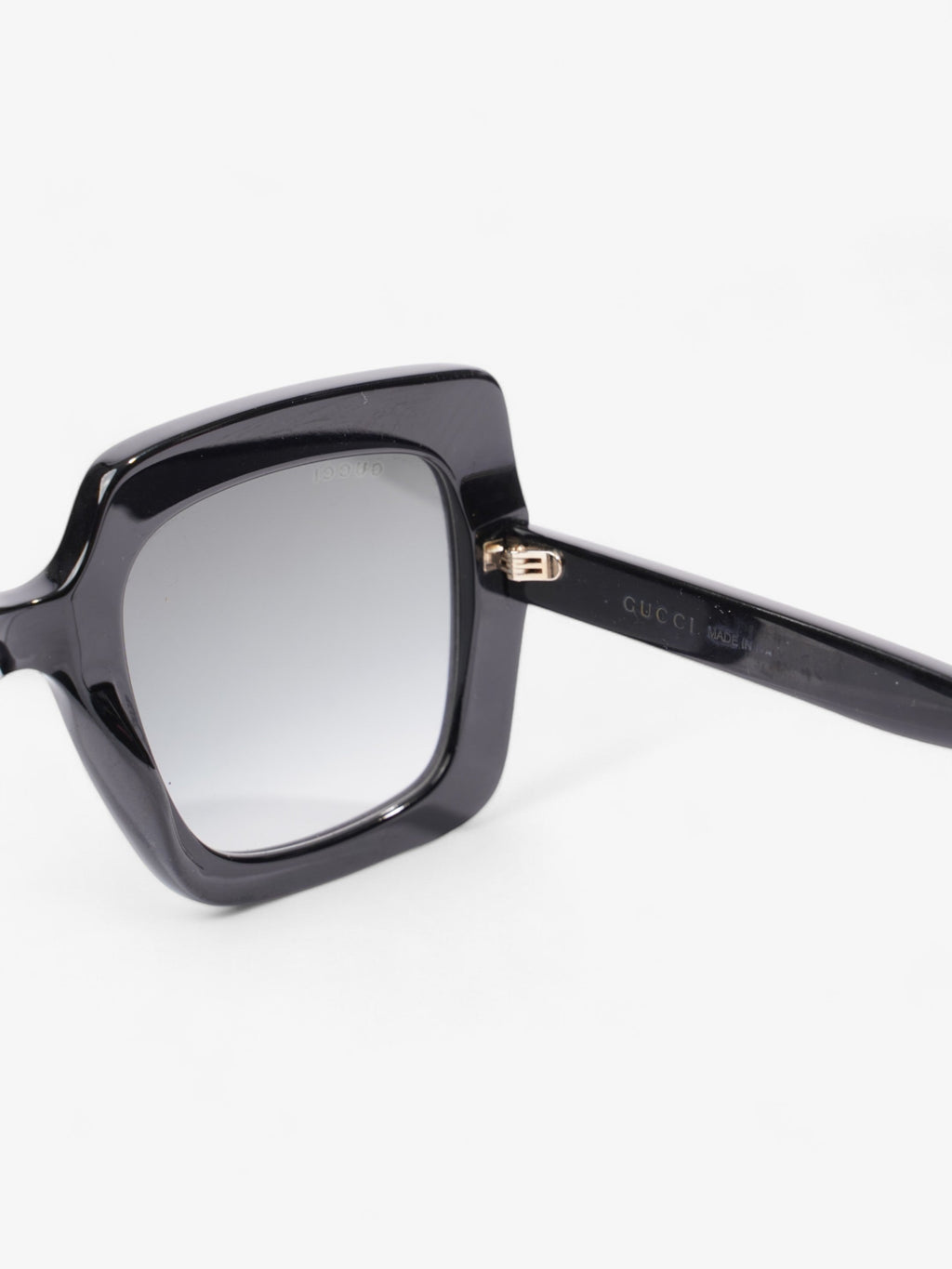 Gucci Oversized Square Sunglasses Black / Gold Acetate 145mm