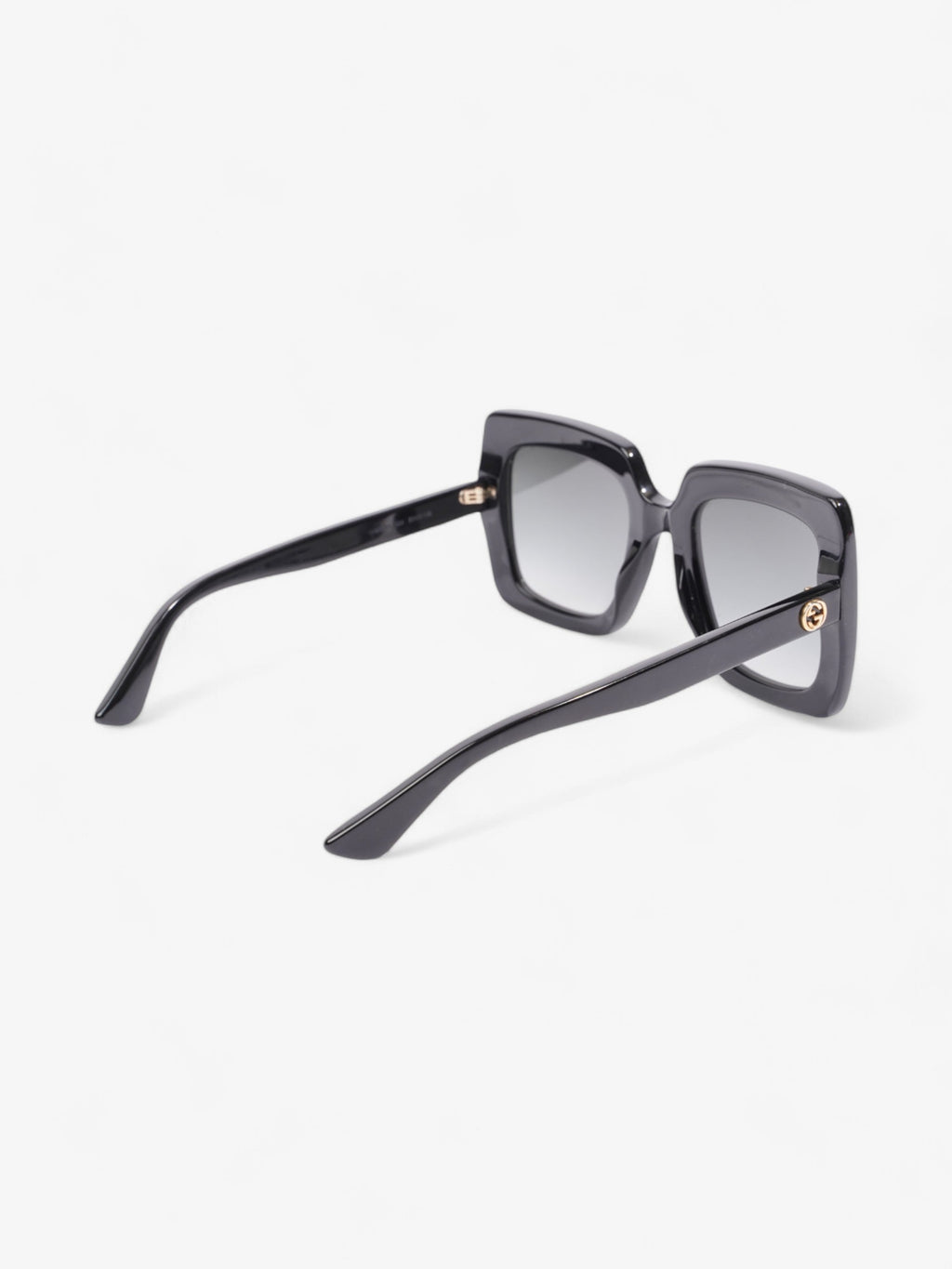Gucci Oversized Square Sunglasses Black / Gold Acetate 145mm
