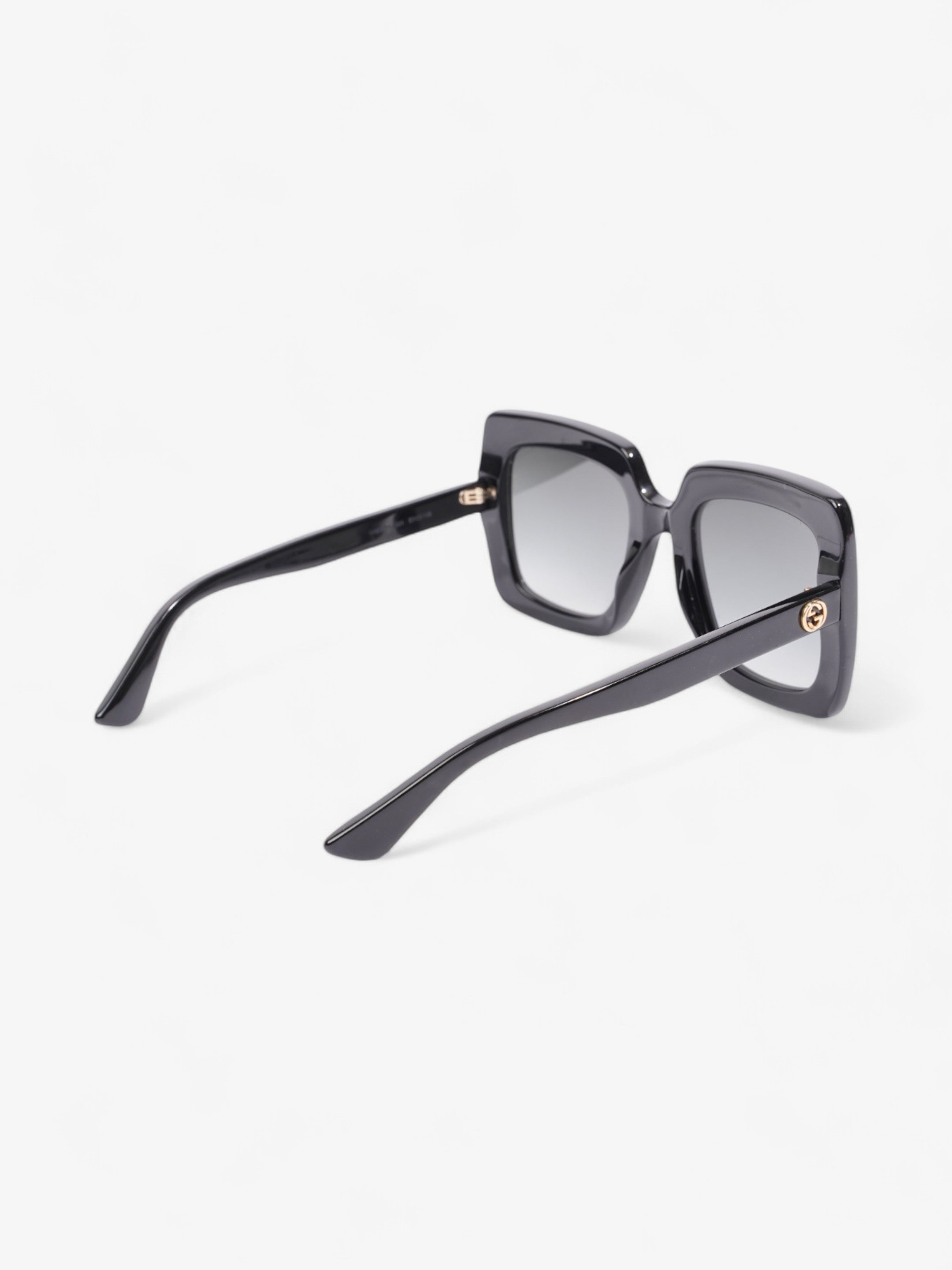 Gucci Oversized Square Sunglasses Black / Gold Acetate 145mm