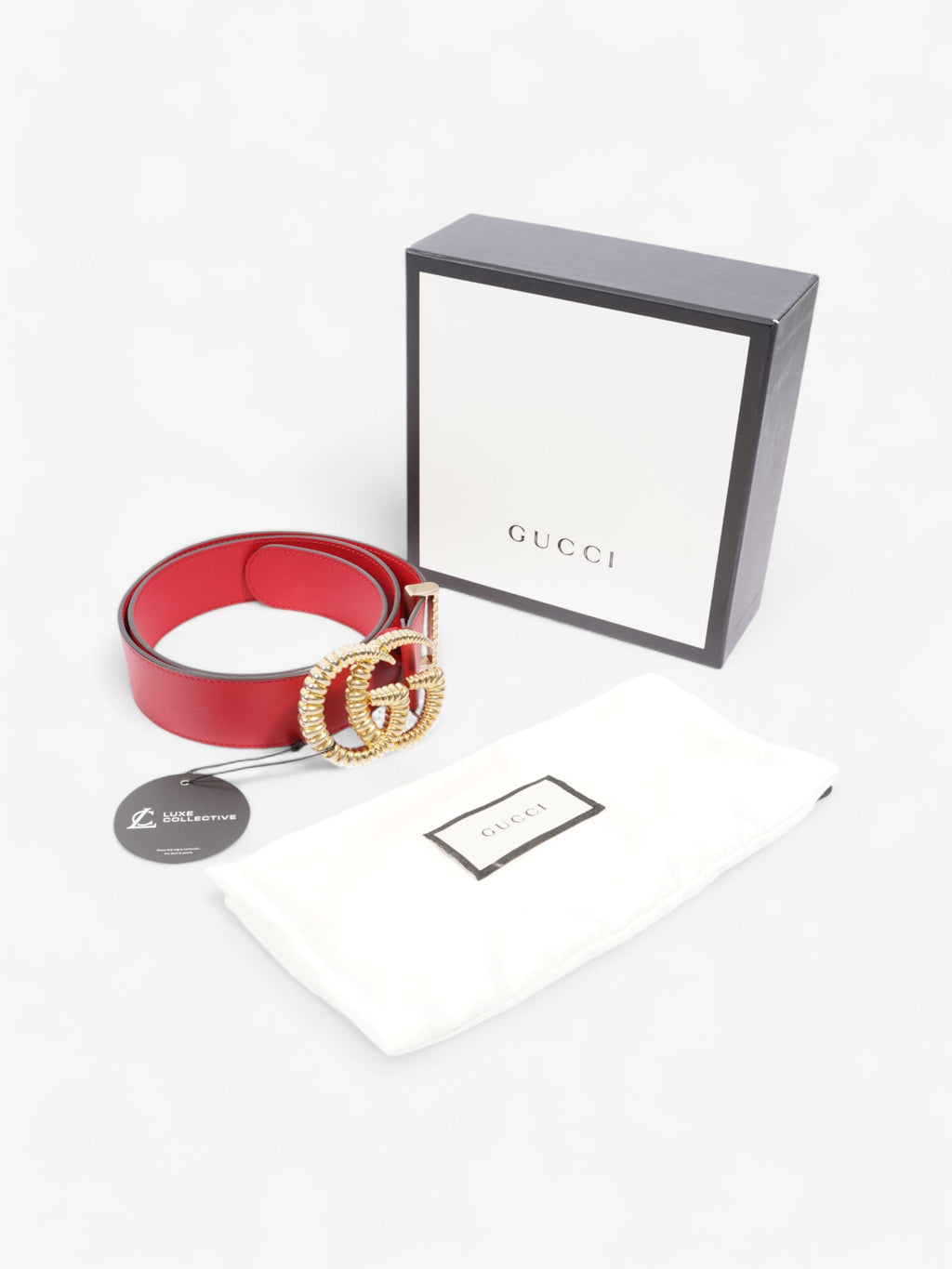 Gucci Torchon GG Marmont Belt Red / Gold Leather 90cm / 36"