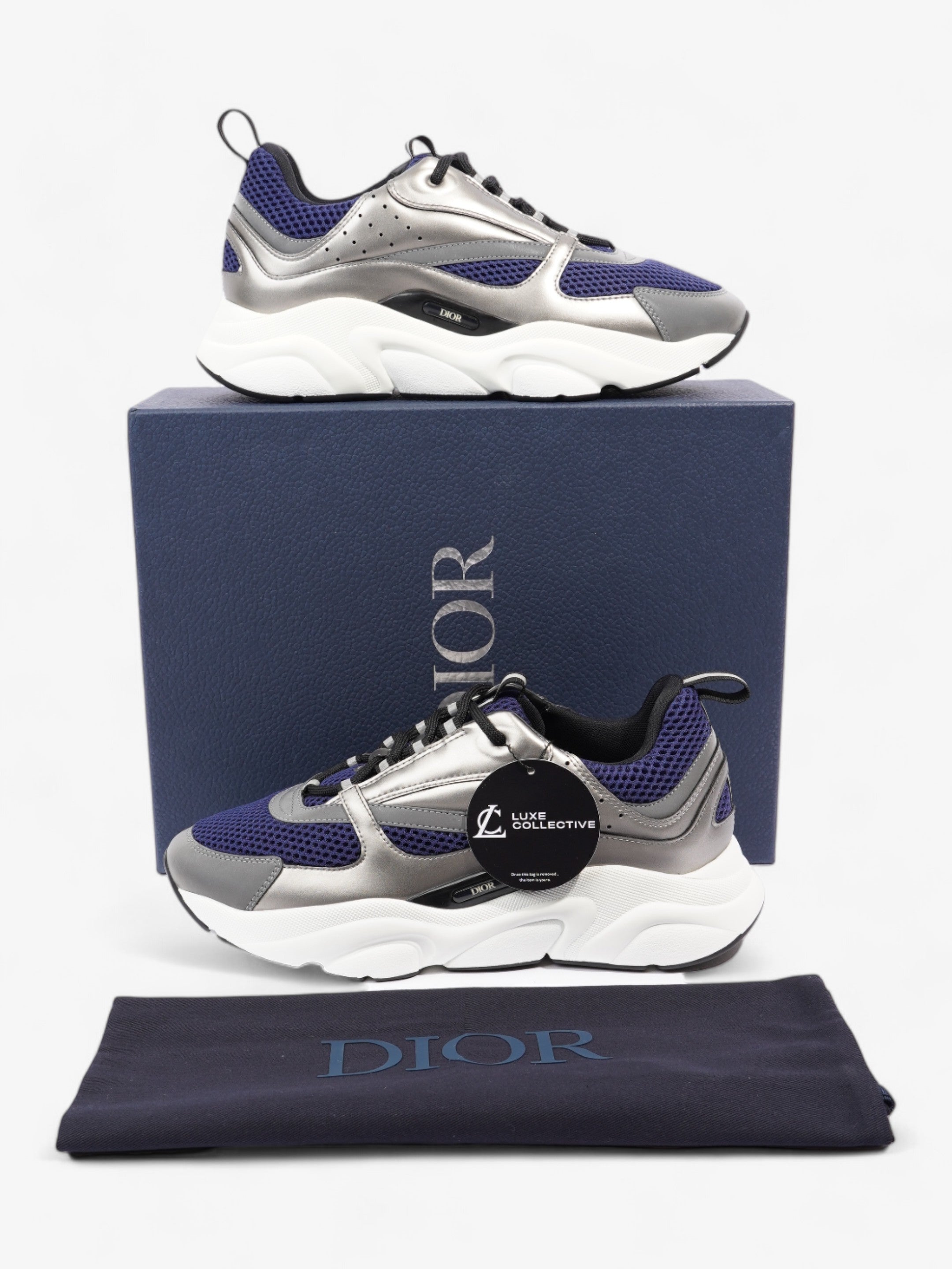 Christian Dior B22 White / Navy Blue / Silver Mesh EU 42 UK 8