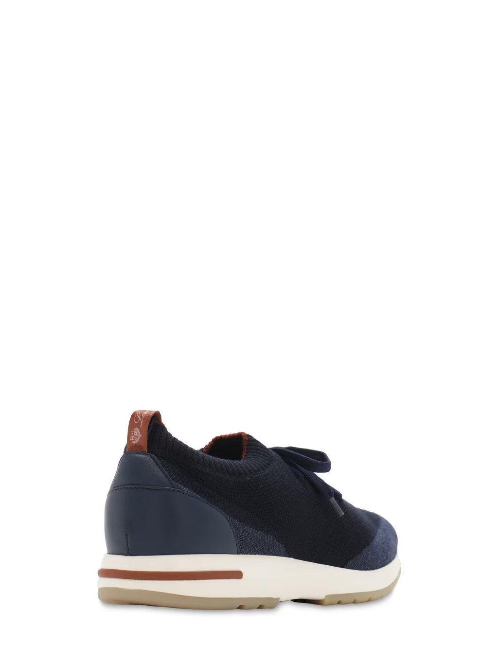 LORO PIANA NAVY KNIT FABRIC 360 LP FLEXY WALK LOW TOP SNEAKERS