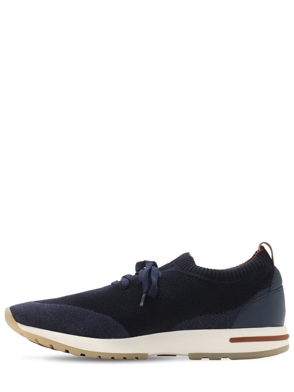 LORO PIANA NAVY KNIT FABRIC 360 LP FLEXY WALK LOW TOP SNEAKERS