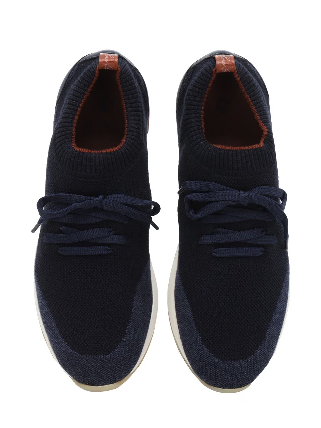 LORO PIANA NAVY KNIT FABRIC 360 LP FLEXY WALK LOW TOP SNEAKERS