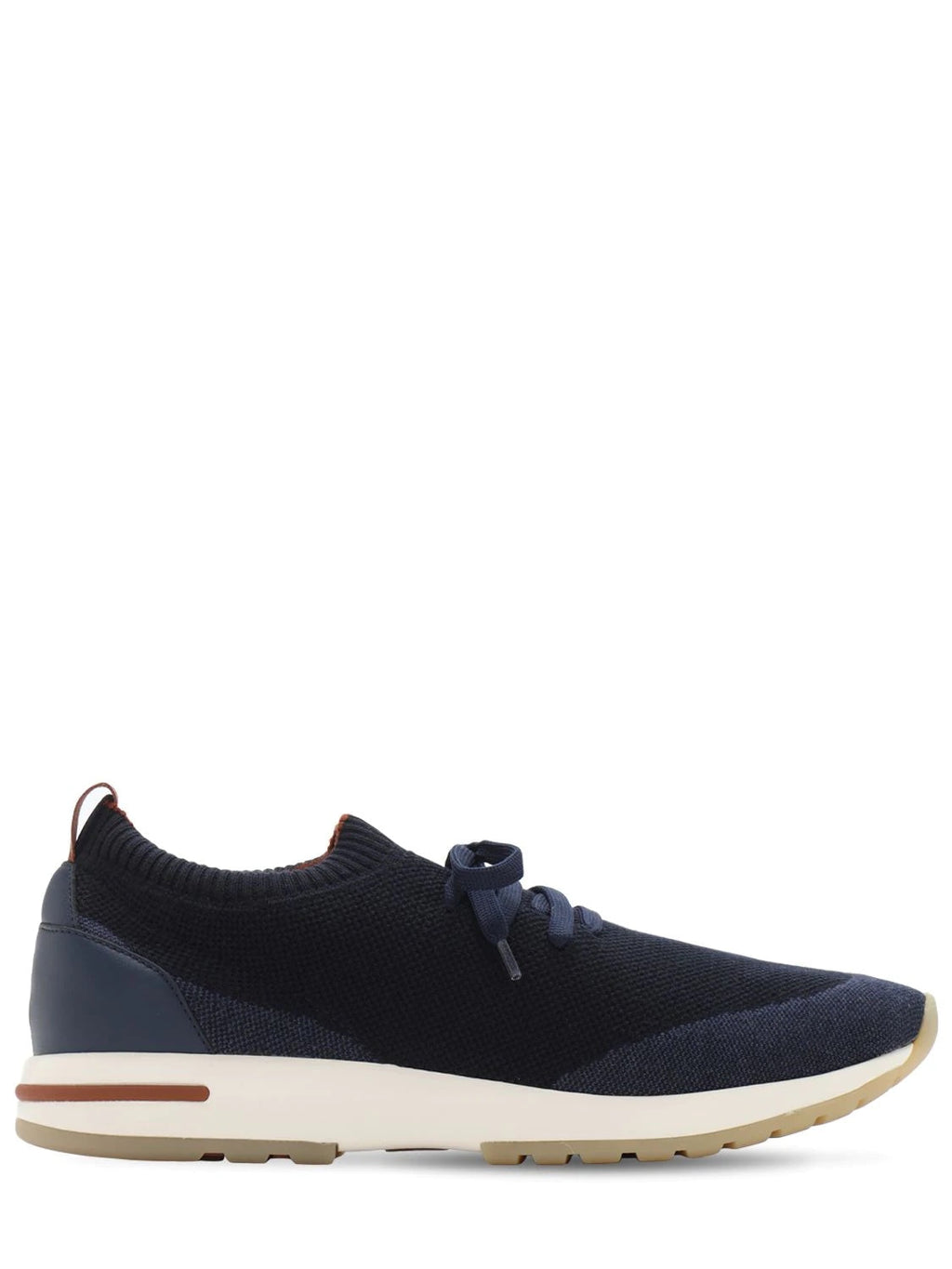 LORO PIANA NAVY KNIT FABRIC 360 LP FLEXY WALK LOW TOP SNEAKERS