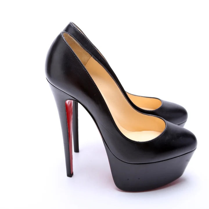 CHRISTIAN LOUBOUTIN CALFSKIN LEATHER BIANCA PLATFORM PUMPS
