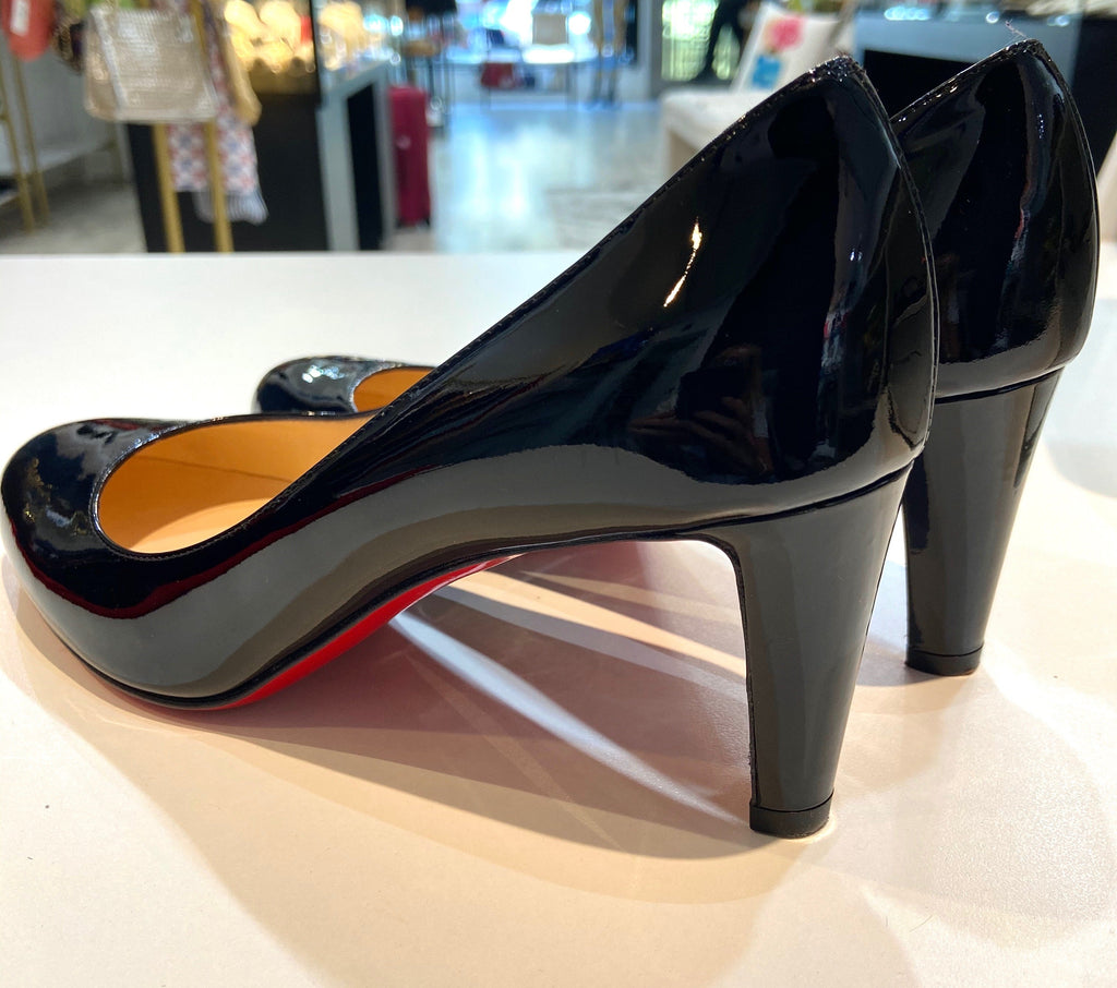 LOUBOUTIN PATENT LEATHER GENA 85 PUMPS