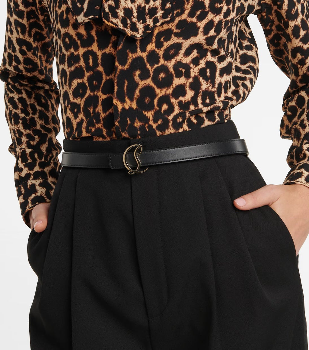 CHRISTIAN LOUBOUTIN CALFSKIN LEATHER LOGO BELT