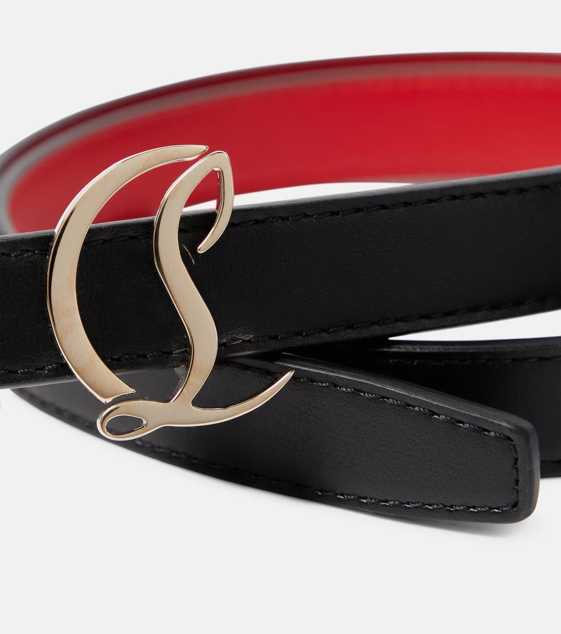 CHRISTIAN LOUBOUTIN CALFSKIN LEATHER LOGO BELT