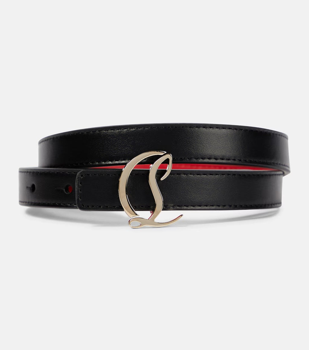 CHRISTIAN LOUBOUTIN CALFSKIN LEATHER LOGO BELT