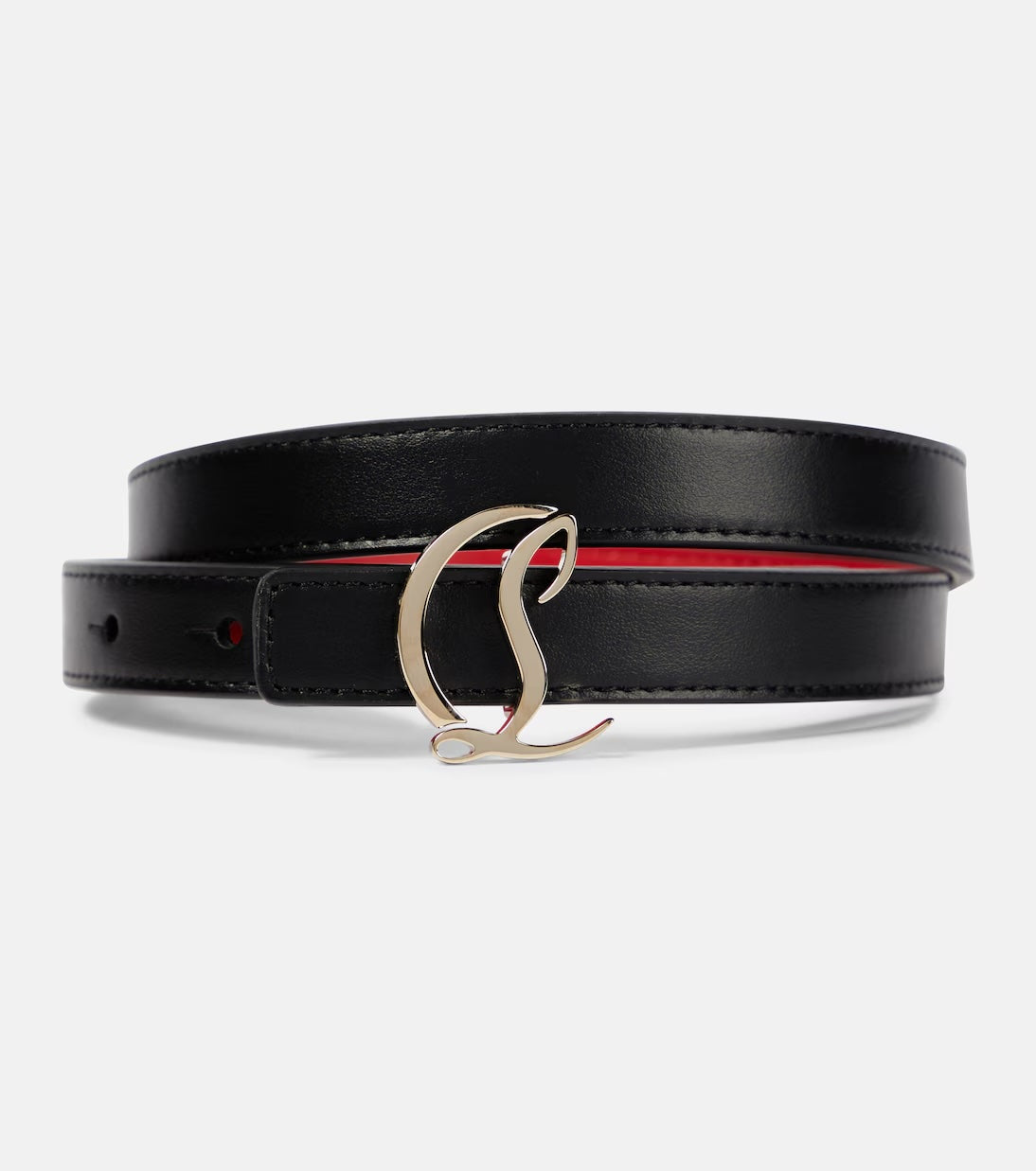 CHRISTIAN LOUBOUTIN CALFSKIN LEATHER LOGO BELT