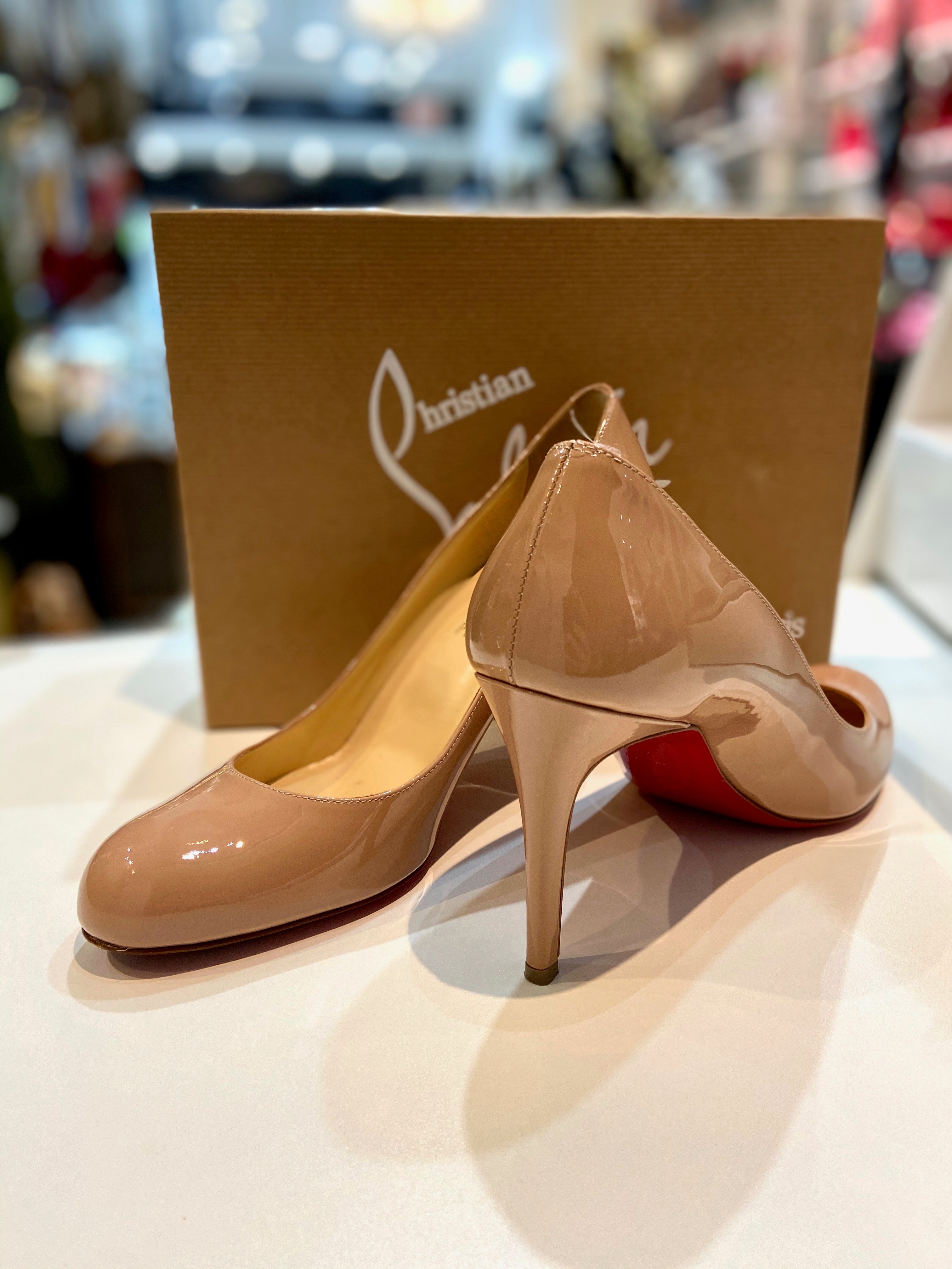 LOUBOUTIN PATENT SIMPLE 85 PUMPS