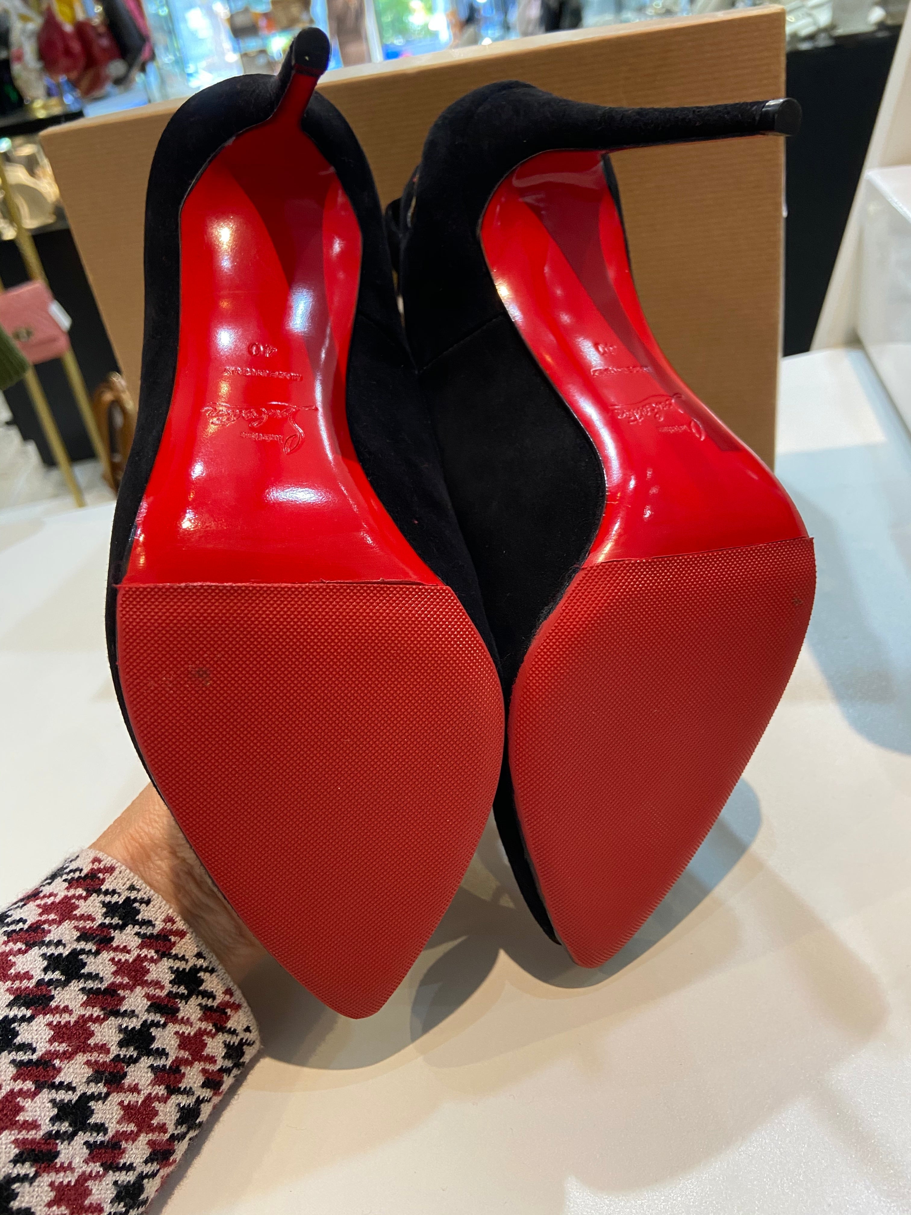 LOUBOUTIN SUEDE GLITTER NEOTRENTE 100 PUMPS