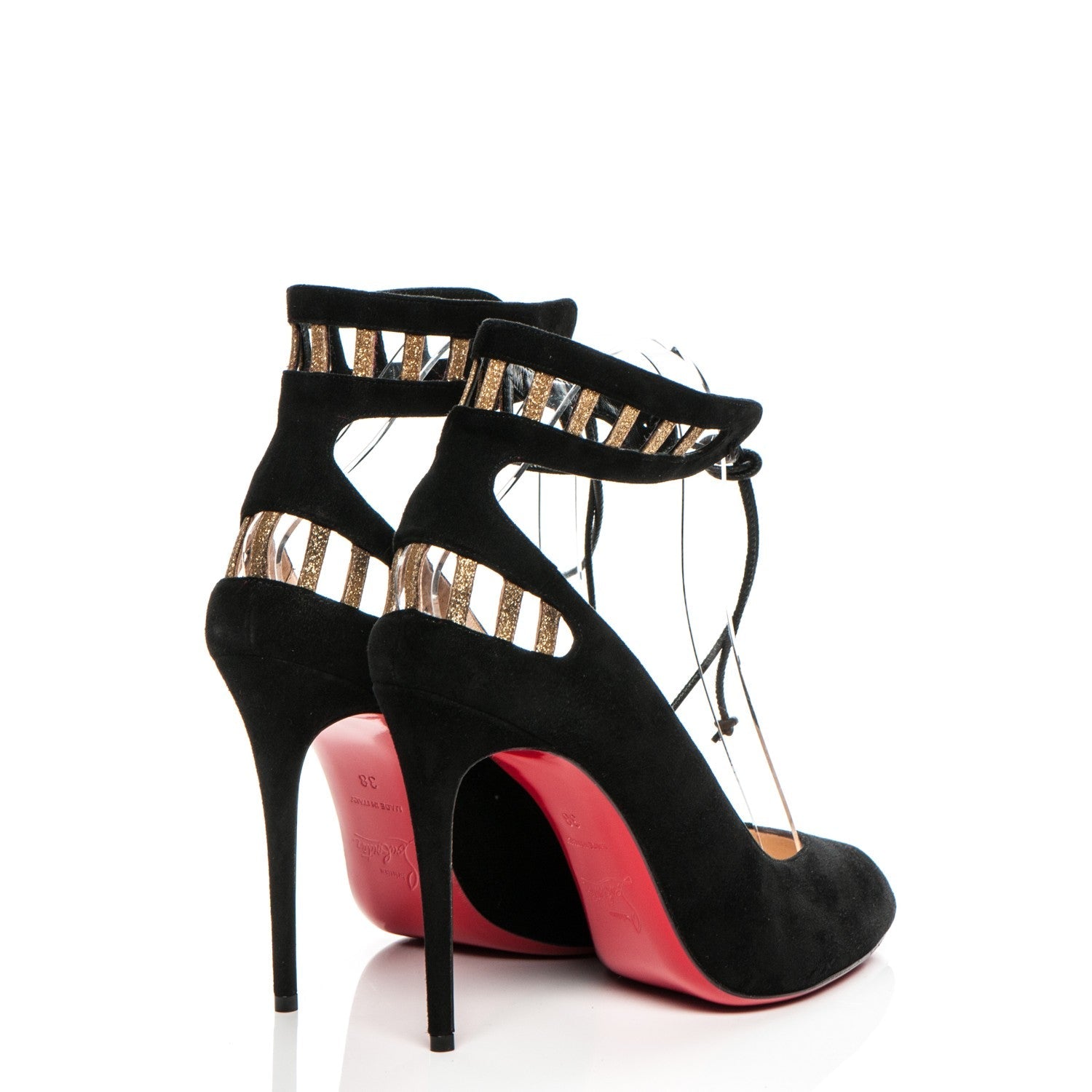 LOUBOUTIN SUEDE GLITTER NEOTRENTE 100 PUMPS