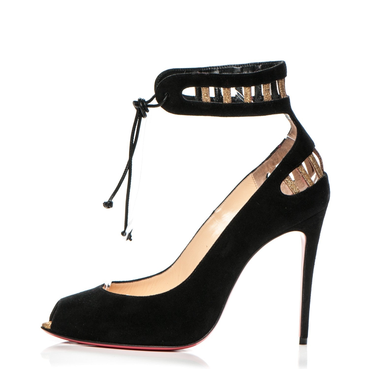 LOUBOUTIN SUEDE GLITTER NEOTRENTE 100 PUMPS