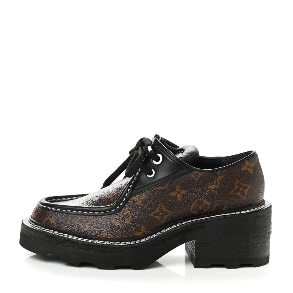 LOUIS VUITTON MONOGRAM CALFSKIN BEAUBOURG PLATFORM DERBY SHOES