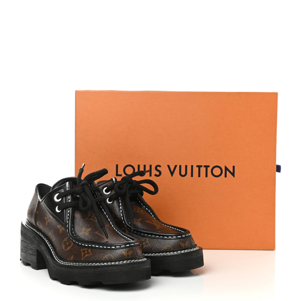 LOUIS VUITTON MONOGRAM CALFSKIN BEAUBOURG PLATFORM DERBY SHOES