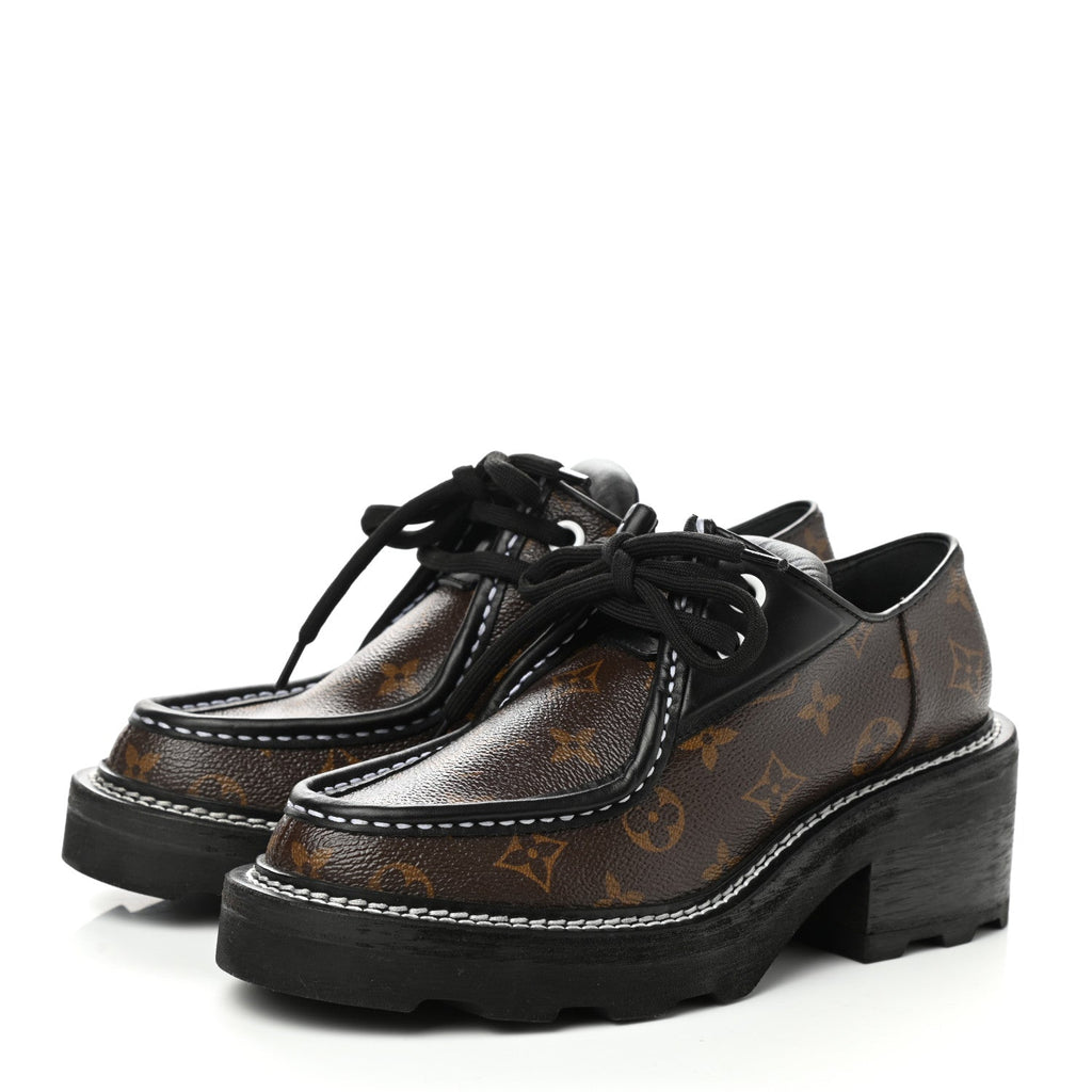 LOUIS VUITTON MONOGRAM CALFSKIN BEAUBOURG PLATFORM DERBY SHOES