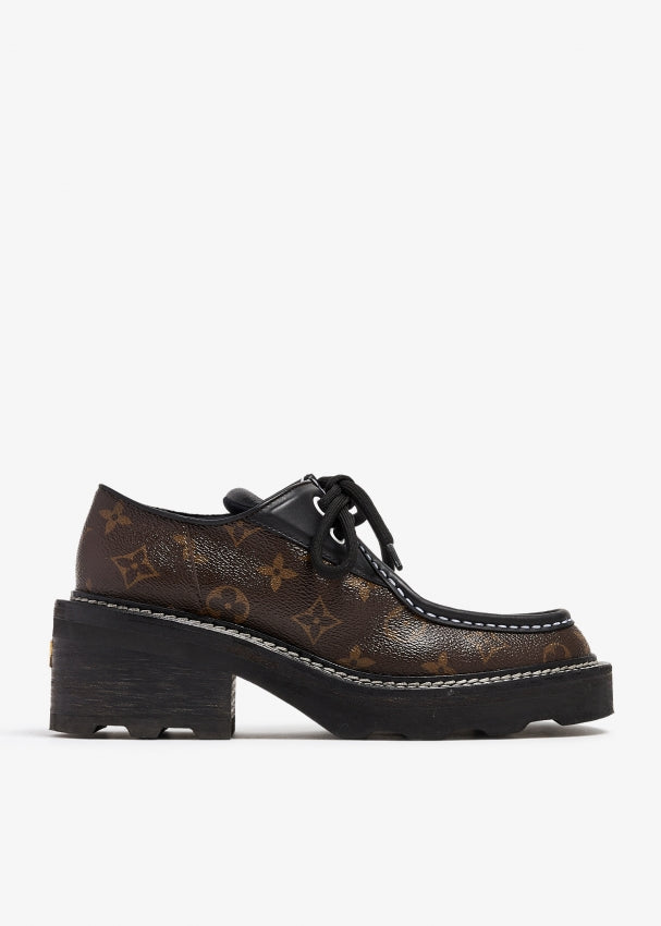 LOUIS VUITTON MONOGRAM CALFSKIN BEAUBOURG PLATFORM DERBY SHOES