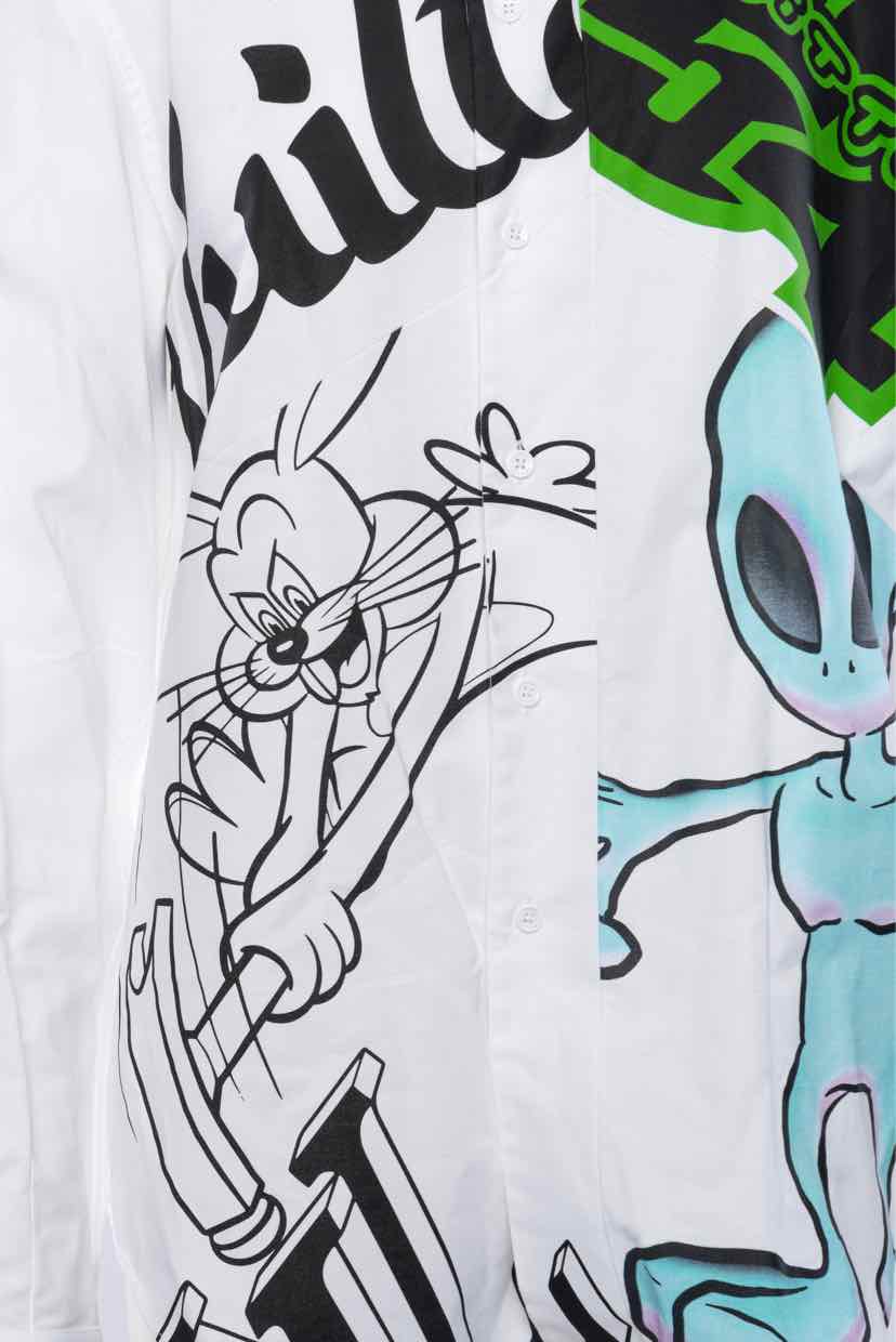 LOUIS VUITTON CARTOON ALIEN GRAPHIC BUTTON DOWN SHIRT