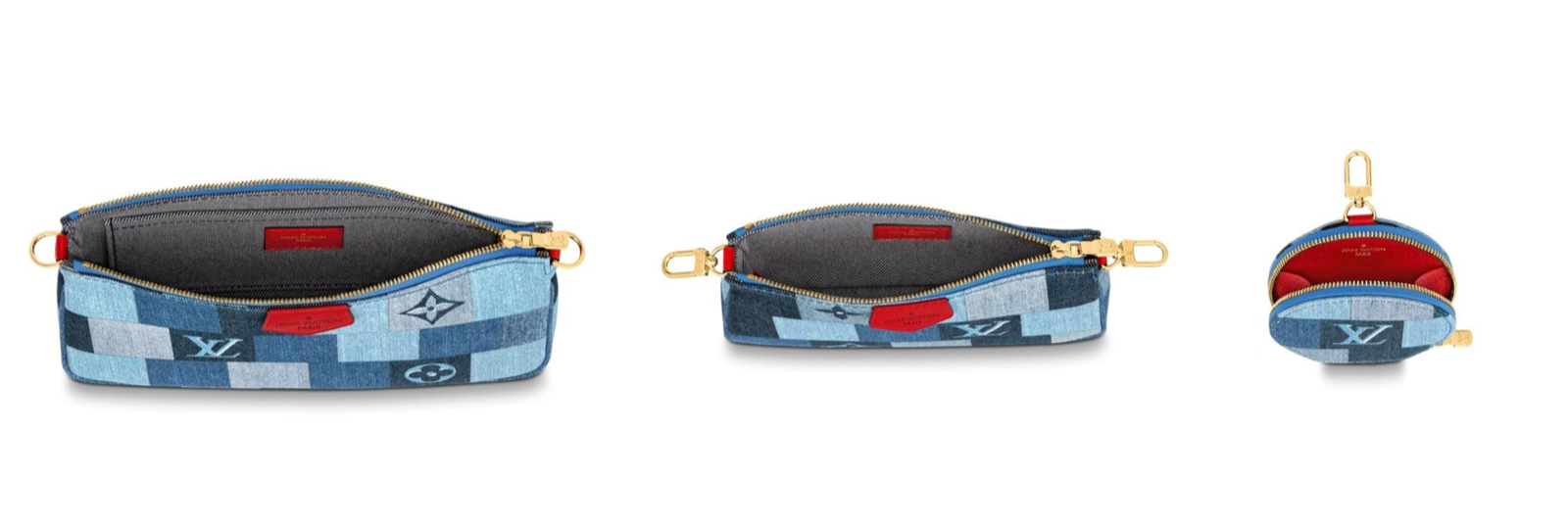 LOUIS VUITTON DENIM DAMIER MONOGRAM PATCHWORK MULTI POCHETTE