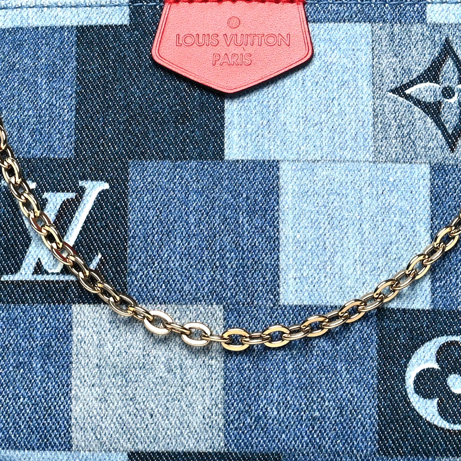 LOUIS VUITTON DENIM DAMIER MONOGRAM PATCHWORK MULTI POCHETTE
