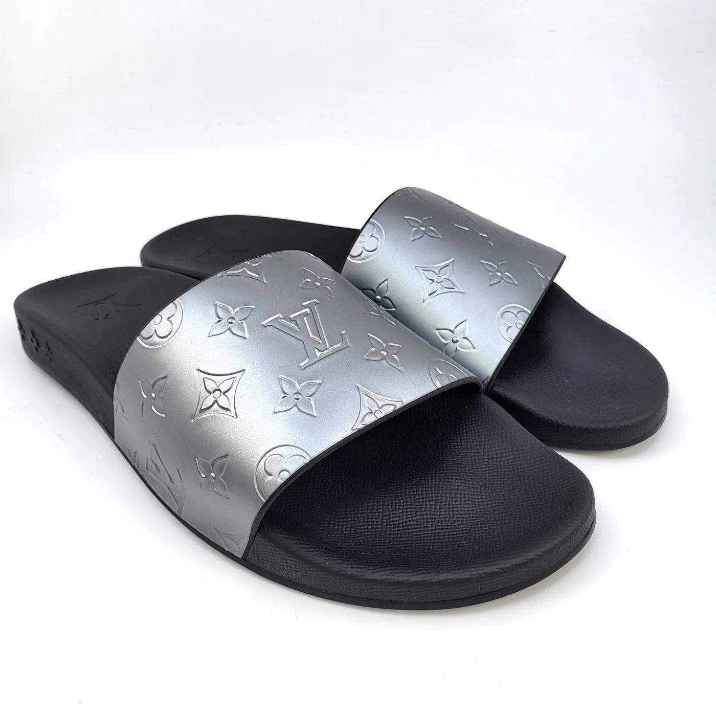 LOUIS VUITTON EMBOSSED MONOGRAM WATERFRONT MULES