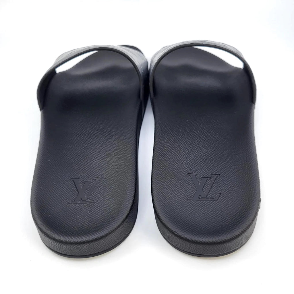 LOUIS VUITTON EMBOSSED MONOGRAM WATERFRONT MULES