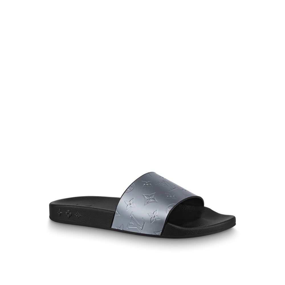 LOUIS VUITTON EMBOSSED MONOGRAM WATERFRONT MULES