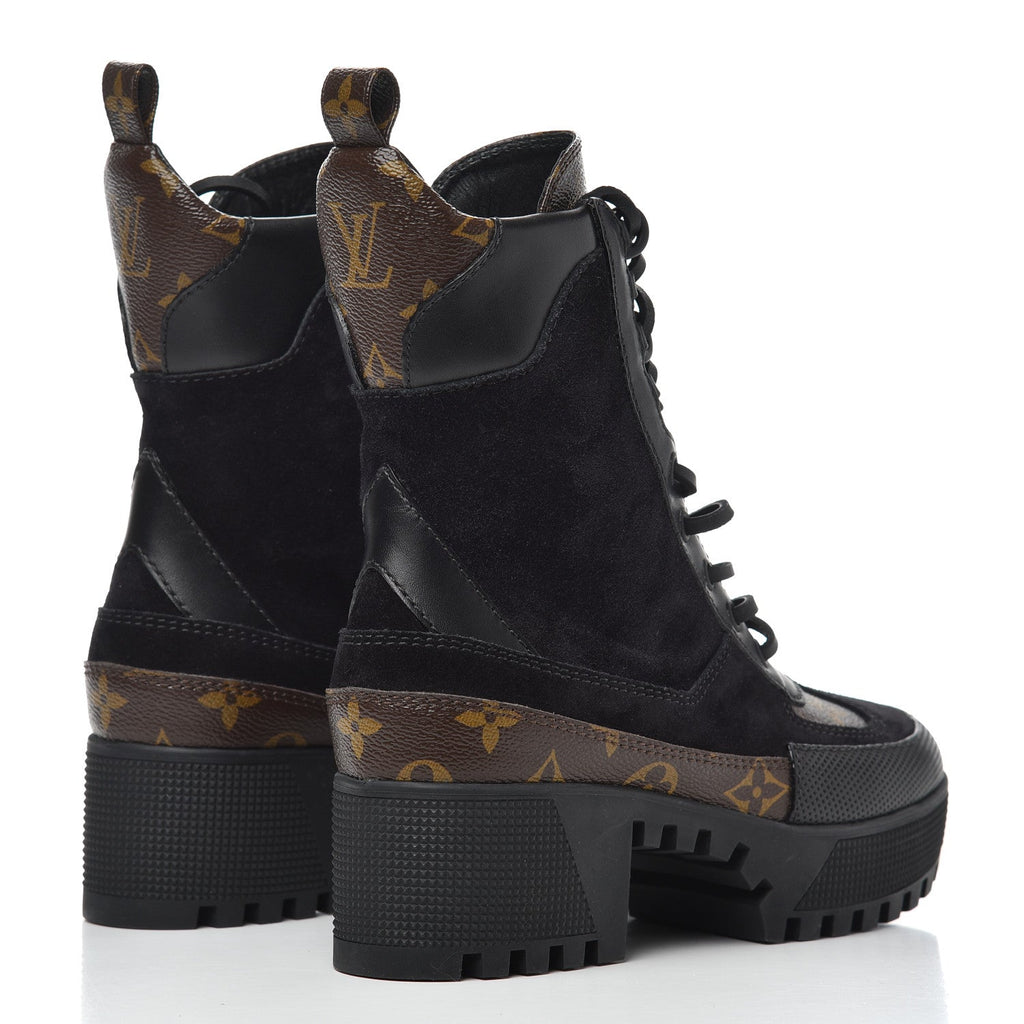 LOUIS VUITTON LAUREATE SUEDE LEATHER PLATFORM DESERT BOOTS