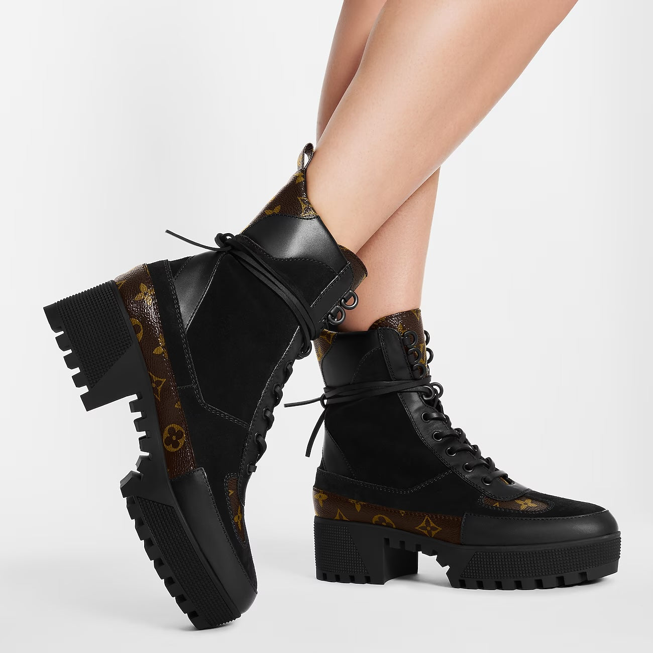 LOUIS VUITTON LAUREATE SUEDE LEATHER PLATFORM DESERT BOOTS
