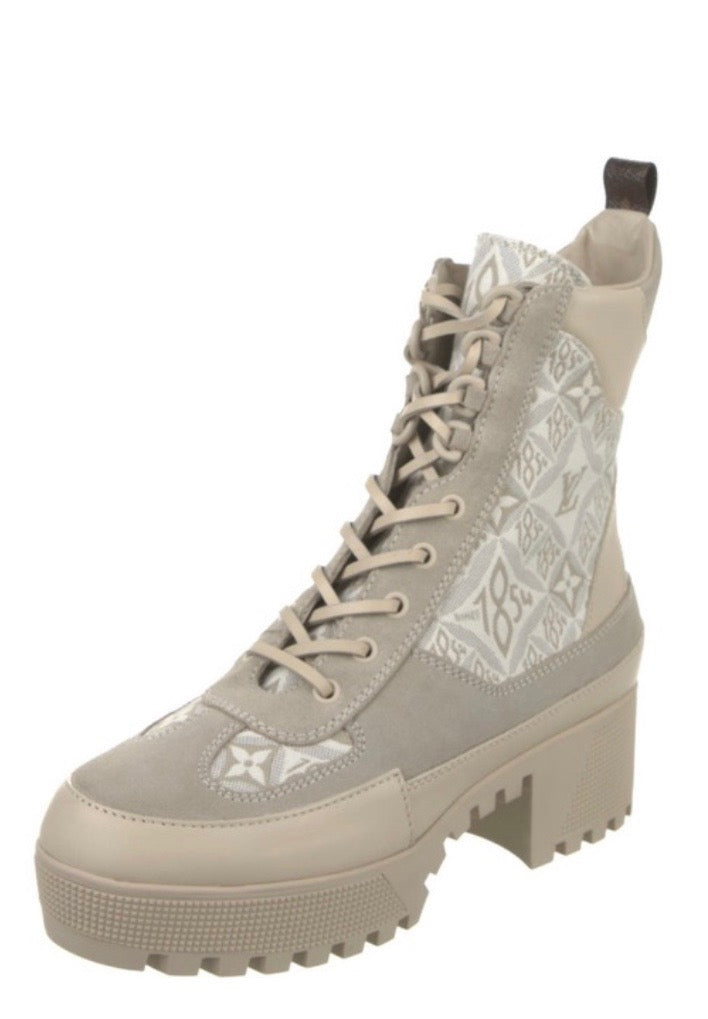 LOUIS VUITTON LAUREATE SUEDE CALFSKIN PLATFORM DESERT BOOTS