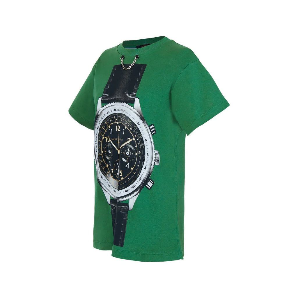LOUIS VUITTON PRINTED WATCH JERSEY CHAIN T-SHIRT