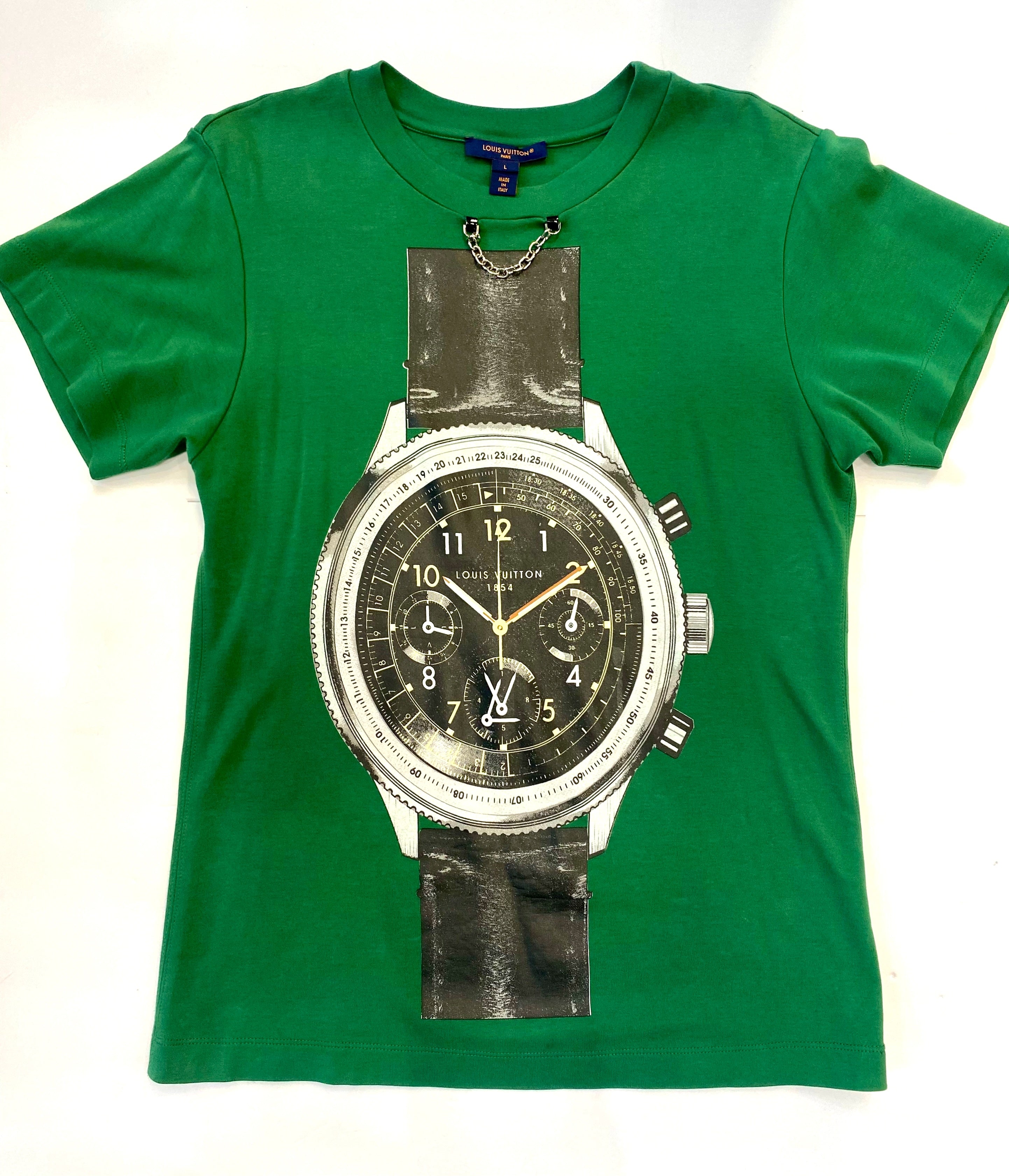 LOUIS VUITTON PRINTED WATCH JERSEY CHAIN T-SHIRT