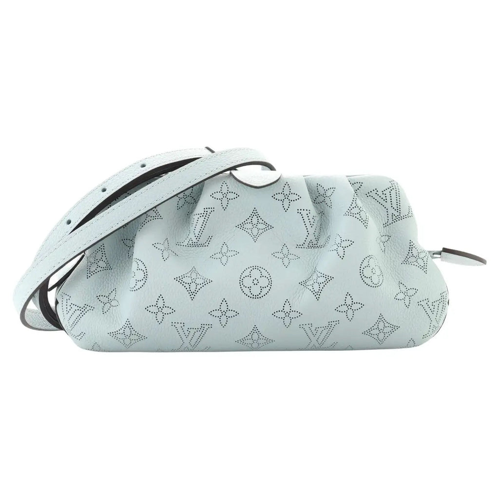 LOUIS VUITTON MAHINA SCALA MINI POUCH IN VERT LAGON