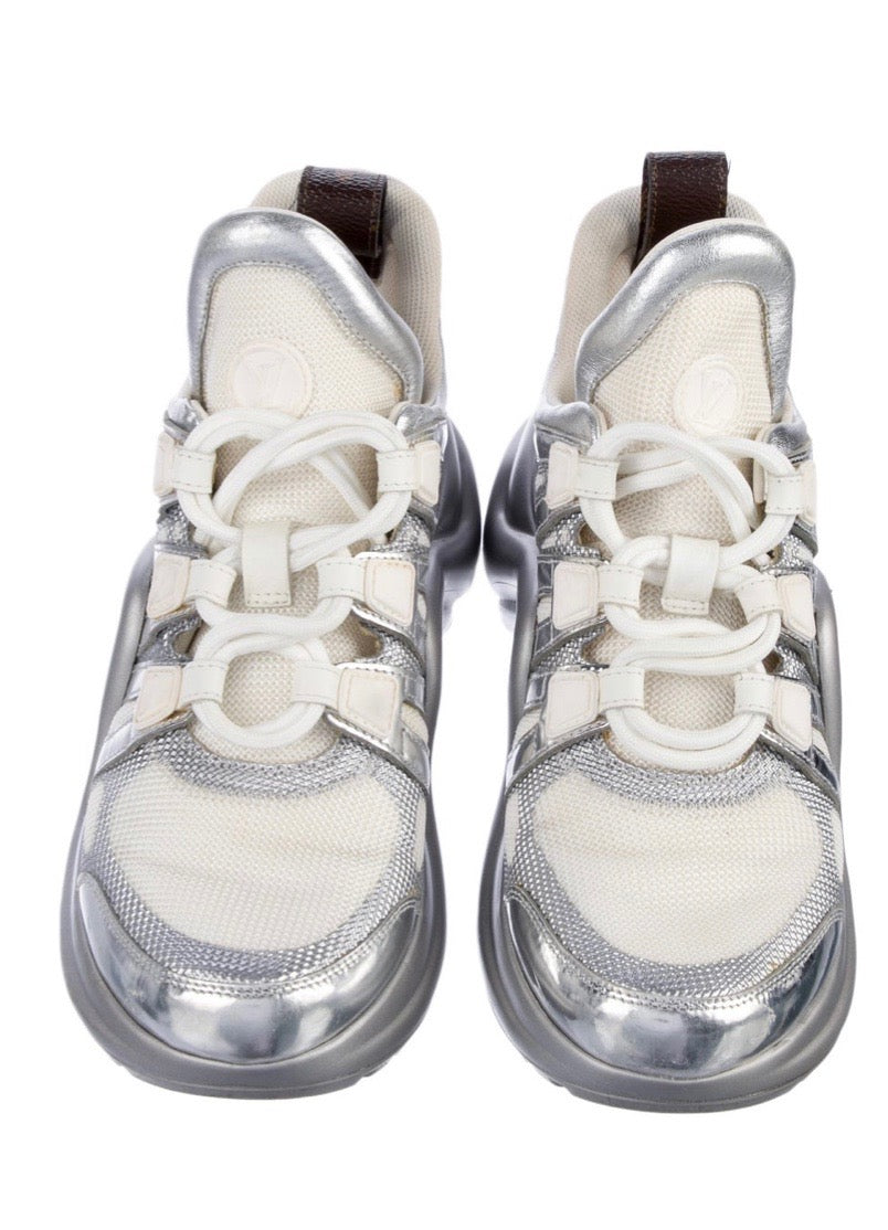 LOUIS VUITTON METALLIC CALFSKIN TECHNICAL NYLON ARCHLIGHT SNEAKERS